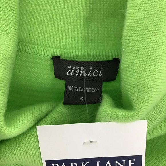 Pure Amici Women’s 100% Cashmere Pull-Over Sweater In Lime Green NWT Size Small - Picture 6 of 7